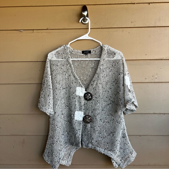 Kaktus Mesh Womens Medium Top Cardigan Fairy Whimsycore Beige Coastal Neutral - Picture 1 of 6